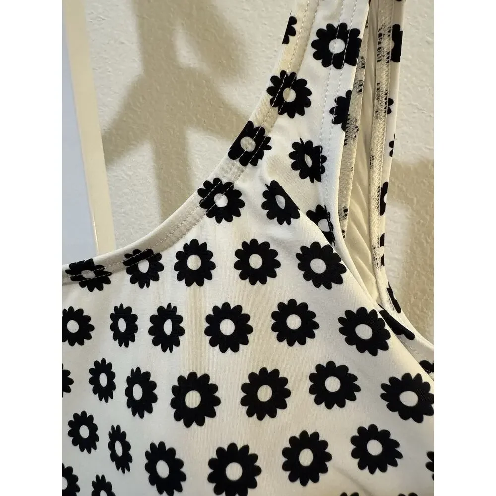 Tory Burch Tank One Piece Swimsuit Tory Black White Geometric Sz S